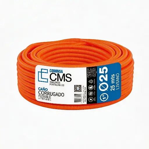 [PL-CCL-25-NA] CMS CAÑO CORRUGADO LIVIANO 25 mm Naranja 25m