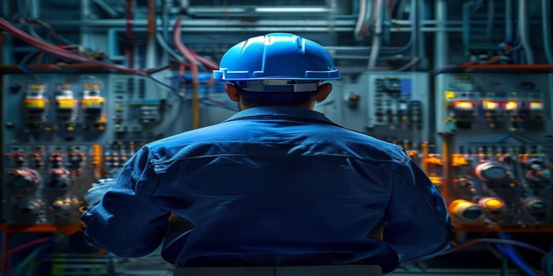 Trabajador COMINSA operando tablero eléctrico