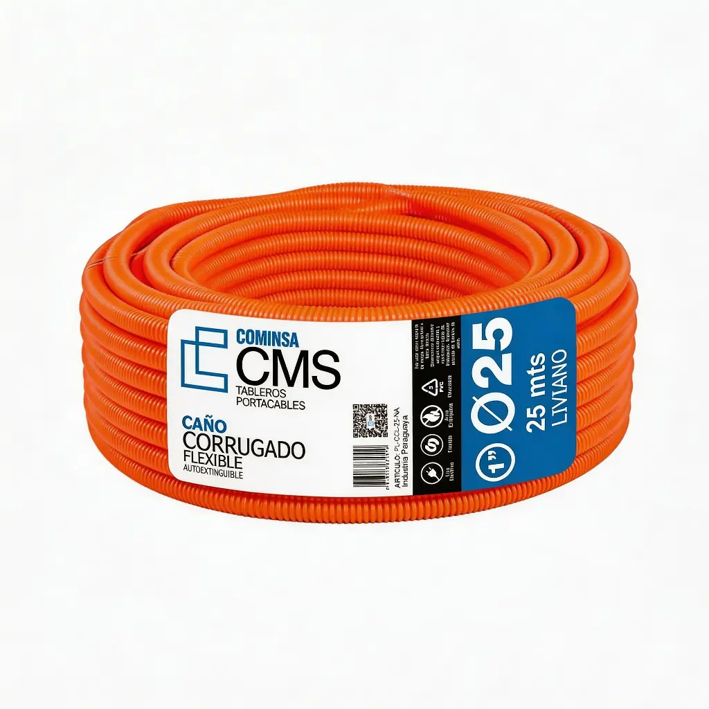 CMS CAÑO CORRUGADO LIVIANO 25 mm Naranja 25m (ARCHIVADO UoM Unidad)