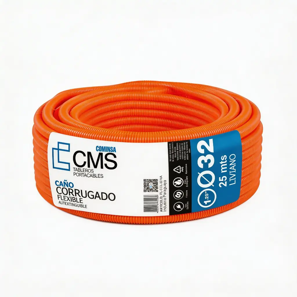 CMS CAÑO CORRUGADO LIVIANO 32 mm Naranja 25m (ARCHIVADO UoM Unidad)