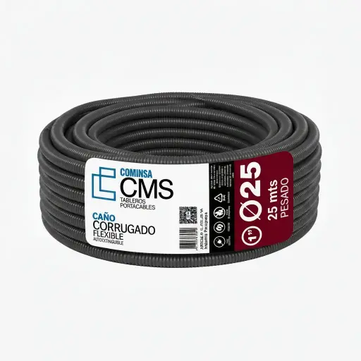 [PL-CCP-25-NA] CMS CAÑO CORRUGADO PESADO 25 mm Gris Oscuro